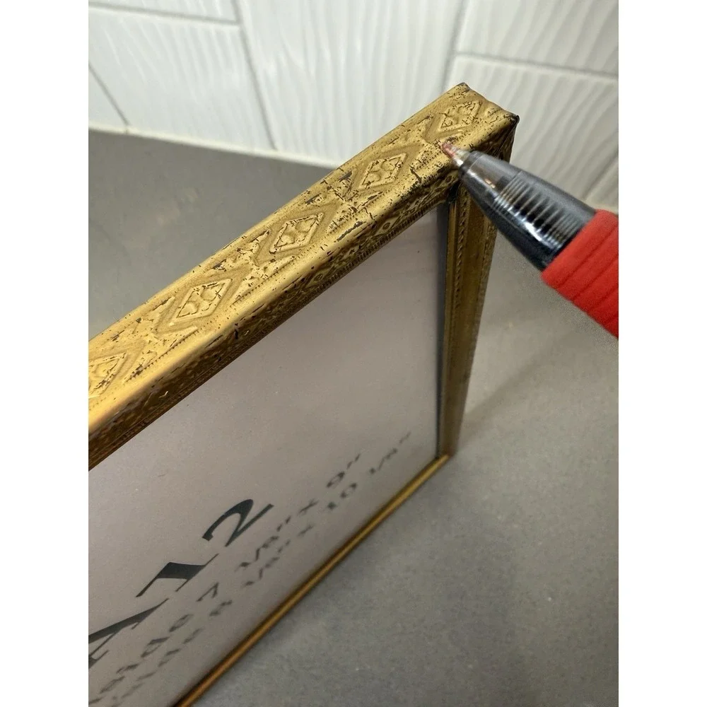 Vintage MCM Art Deco Brass Metal Picture Frame Gold Tone 8 x 10 w/ Glass GUC